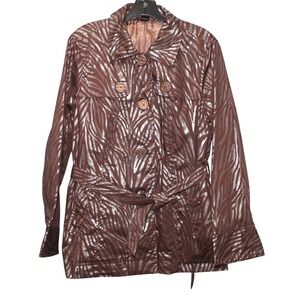 3D Brown Zebra Print Belted Jacket Size 12 Y2K